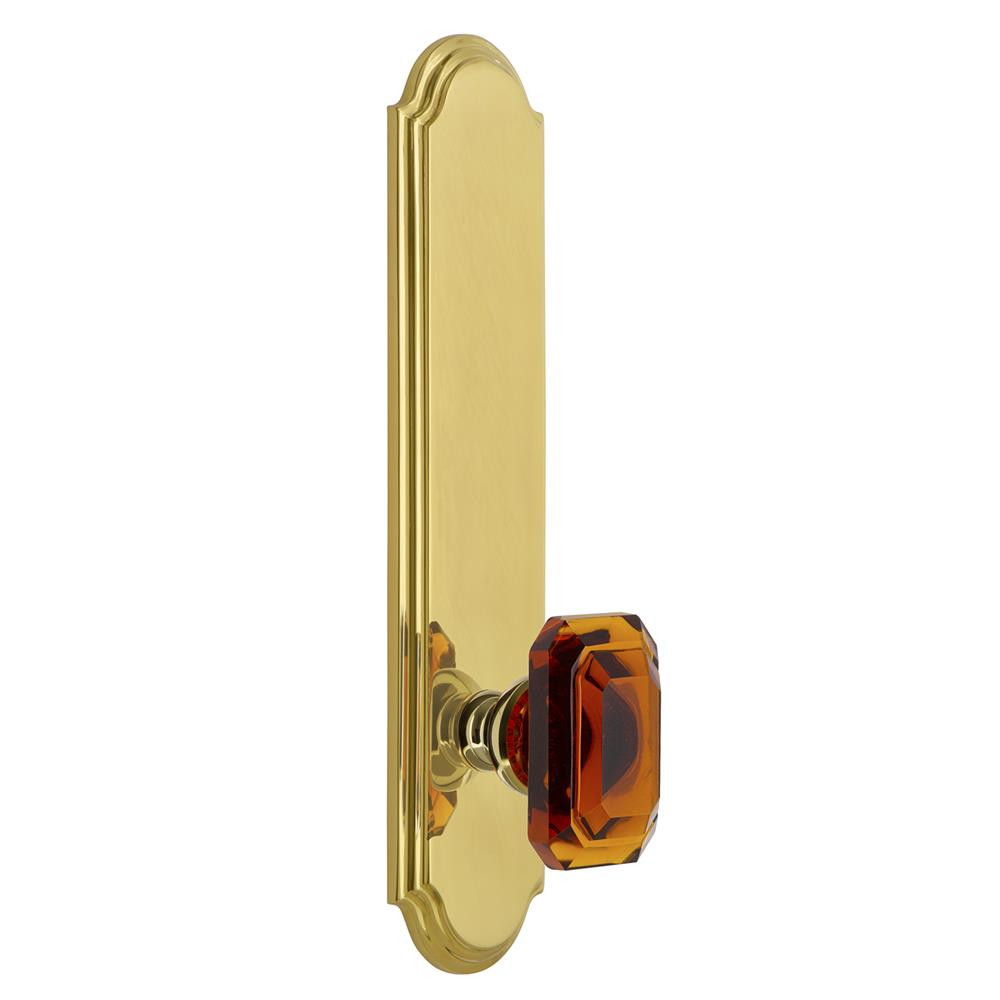 Grandeur by Nostalgic Warehouse ARCBCA Arc Tall Plate Dummy with Baguette Amber Knob in Polished Brass